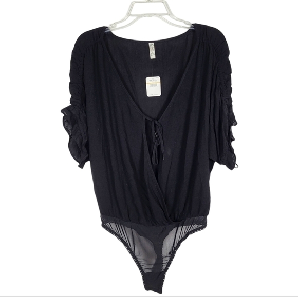 FREE PEOPLE Cleo bodysuit in black NWT - Picture 1 of 6